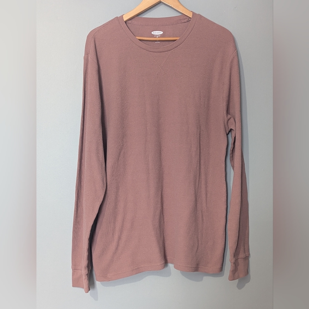 Old Navy Thermal-knit Long-sleeve Mauve‎ Waffle-knit Shirt
